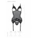 Корсет із підв’язками та ажурним ліфом Christa Corset black S/M — Passion, стрінги в комплекті