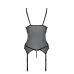 Корсет із підв’язками та ажурним ліфом Christa Corset black S/M — Passion, стрінги в комплекті
