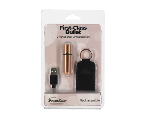 Віброкуля PowerBullet - First-Class Bullet 2.5" with Key Chain Pouch, Rose Gold