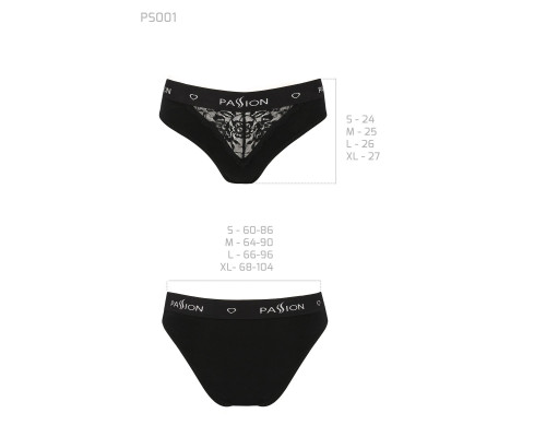 Трусики з широкою гумкою і мереживом Passion PS001 PANTIES black, size S