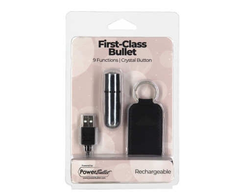 Віброкуля PowerBullet - First-Class Bullet 2.5" with Key Chain Pouch, Silver