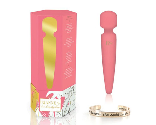 Вібромасажер Rianne S: Bella Mini Wand Coral, 10 режимів роботи, медичний силікон