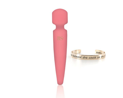 Вібромасажер Rianne S: Bella Mini Wand Coral, 10 режимів роботи, медичний силікон