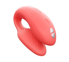 Смарт-вібратор для пар We-Vibe Chorus Crave Coral, сенсорне керування вібраціями стисненням пульта