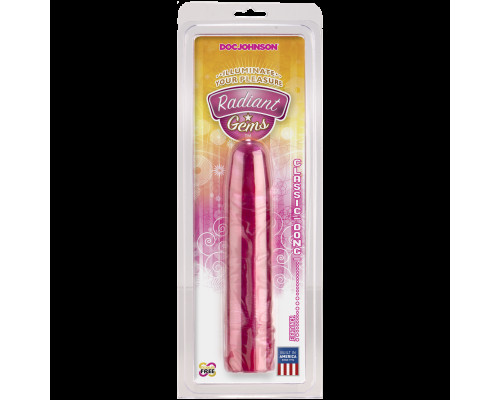 Фалоімітатор Doc Johnson Radiant Gems 8 Inch Fuchsia, діаметр 4,3 см, антибактеріальний ПВХ