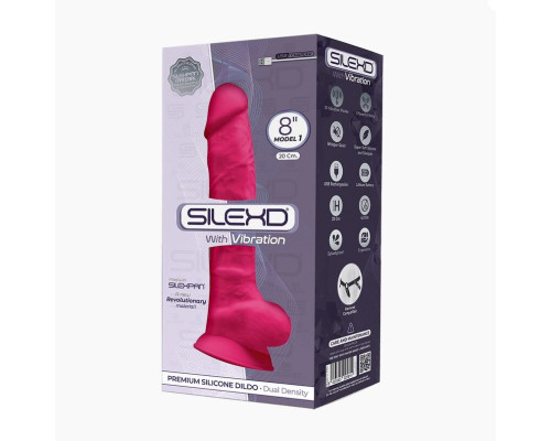 Фалоімітатор з вібрацією SilexD Vetus Vibro Pink (MODEL 1 size 8in), двошаровий, діаметр 4,2см