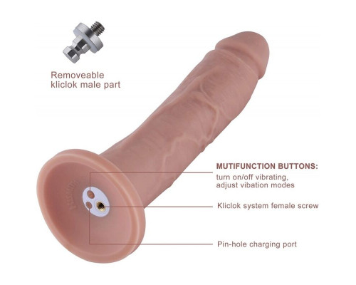 Фалоімітатор 10.2″ з вібрацією для секс-машин Hismith Silicone Dildo with Vibe, знімний конектор
