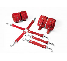 Набор Feral Feelings BDSM Kit 3 Red, наручники, поножи, коннектор