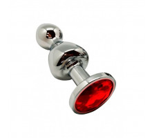 Анальна пробка Wooomy Lollypop Double Ball Metal Plug Red L
