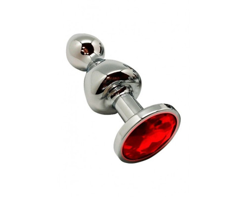 Анальна пробка Wooomy Lollypop Double Ball Metal Plug Red L