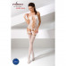 Бодістокінг Passion BS054 white, комбінезон, імітація панчох, відкритий животик