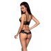 Комплект з еко-шкіри та мережива Loona Set black S/M - Passion, бра і трусики
