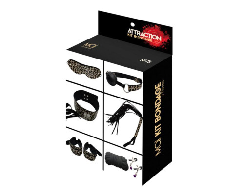 Набір MAI BDSM STARTER KIT Nº 75 Leopard: батіг, кляп, наручники, маска, нашийник, мотузка, затис