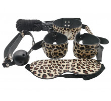 Набір MAI BDSM STARTER KIT Nº 75 Leopard: батіг, кляп, наручники, маска, нашийник, мотузка, затис