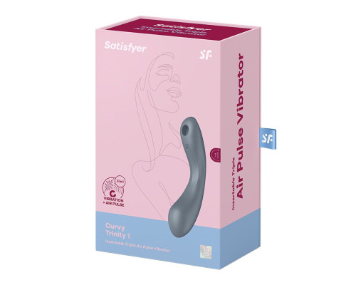 Вакуумний стимулятор із вібрацією Satisfyer Curvy Trinity 1 Bluegrey