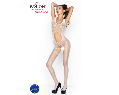 Розпродаж!!! Бодистокинг Passion BS044 white, комбинезон с открытым животиком