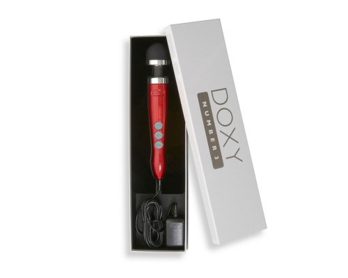 Вібромасажер DOXY Die Cast 3 Candy Red, дуже потужний, живлення 220В, металевий корпус