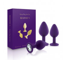 Набір силіконових анальних пробок із кристалом Rianne S: Booty Plug Set Purple, діаметр 2,7см, 3,5см