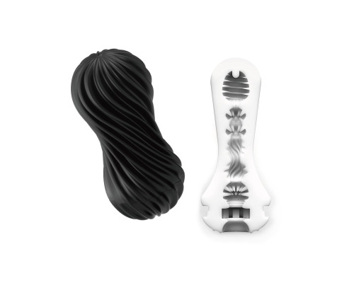 Мастурбатор Tenga FLEX Rocky Black зі змінною інтенсивністю, можна скручувати