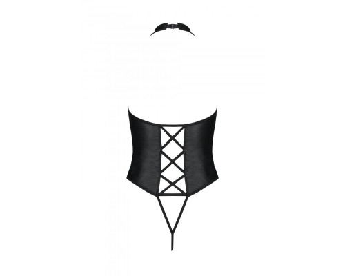 Боді з еко-шкіри з імітацією шнурівки та відкритим доступом Nancy Body black XXL/XXXL - Passion