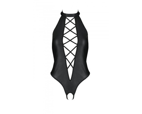 Боді з еко-шкіри з імітацією шнурівки та відкритим доступом Nancy Body black XXL/XXXL - Passion