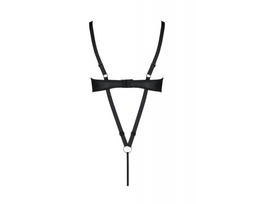 Боді з екошкіри CELINE BODY black 4XL/5XL — Passion: з доступом, відкритий