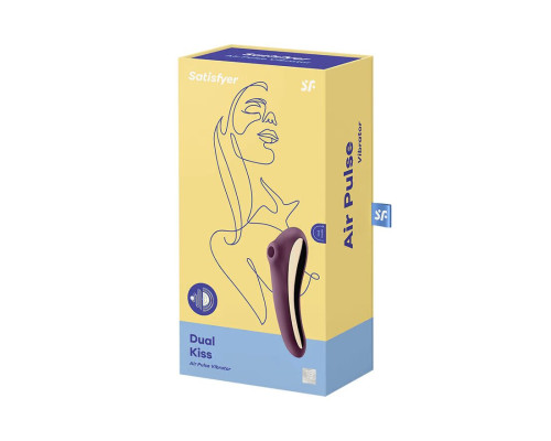 Вакуумний стимулятор з вібрацією Satisfyer Dual Kiss Wine Red