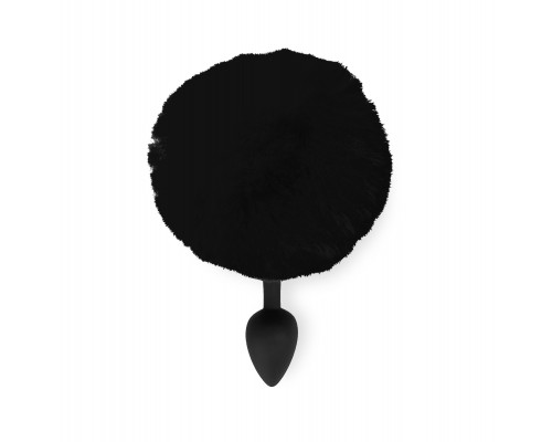 Силіконова анальна пробка М Art of Sex - Silicone Bunny Tails Butt plug, колір Чорний, діаметр 3,5 с