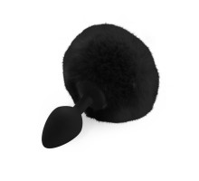 Силіконова анальна пробка М Art of Sex - Silicone Bunny Tails Butt plug, колір Чорний, діаметр 3,5 с