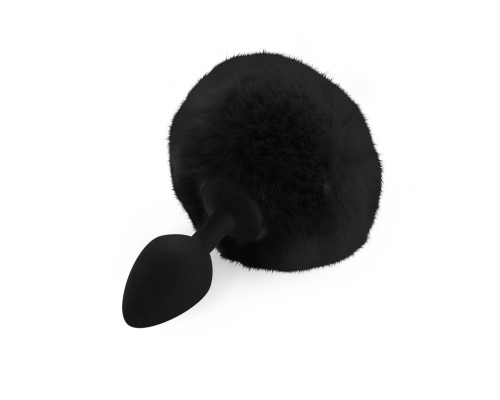 Силіконова анальна пробка М Art of Sex - Silicone Bunny Tails Butt plug, колір Чорний, діаметр 3,5 с