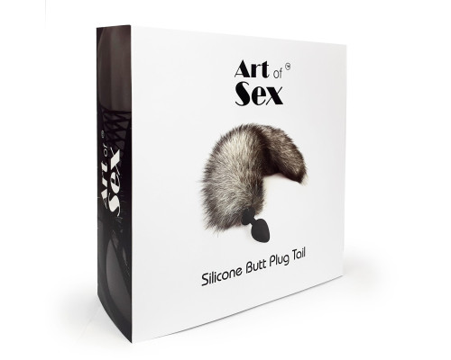 Силіконова анальна пробка з хвостом із натурального хутра Art of Sex size M Artctic fox