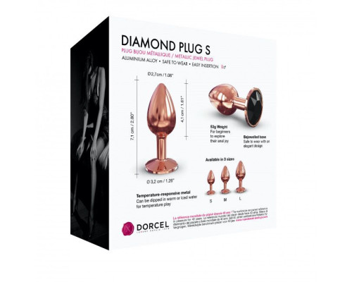 Металева анальна пробка із прикрасою у вигляді кристалу Dorcel - Diamond Plug S