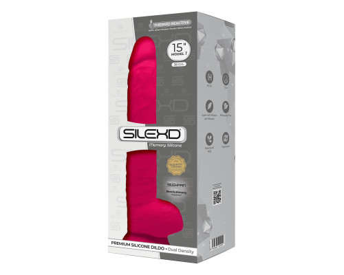 Фалоімітатор SilexD Kingston Pink (MODEL 15in), двошаровий, силікон+Silexpan, діаметр 7 см