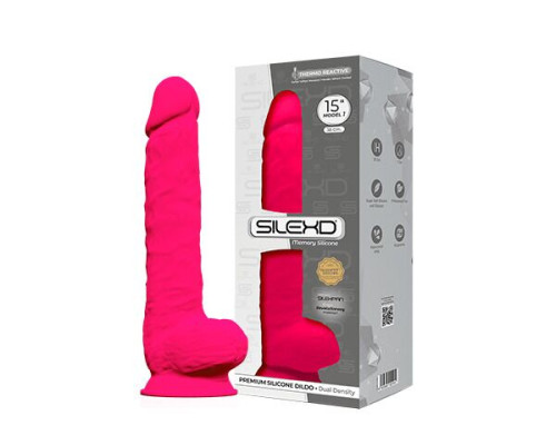 Фалоімітатор SilexD Kingston Pink (MODEL 15in), двошаровий, силікон+Silexpan, діаметр 7 см