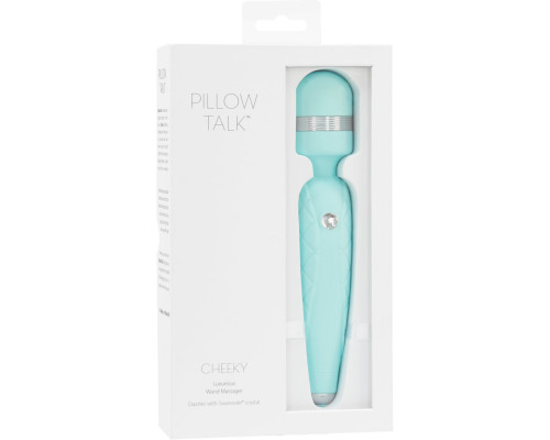 Розкішний вібромасажер PILLOW TALK - Cheeky Teal з кристалом Swarovsky, плавне підвищення потужності