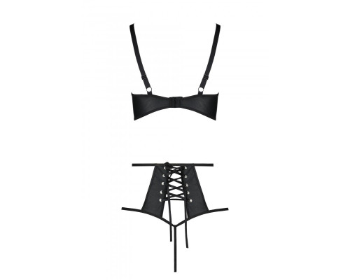 Комплект з екошкіри: бюстгальтер та трусики з перфорацією Tamaris Set black L/XL — Passion