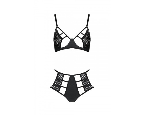 Комплект з екошкіри: бюстгальтер та трусики з перфорацією Tamaris Set black L/XL — Passion
