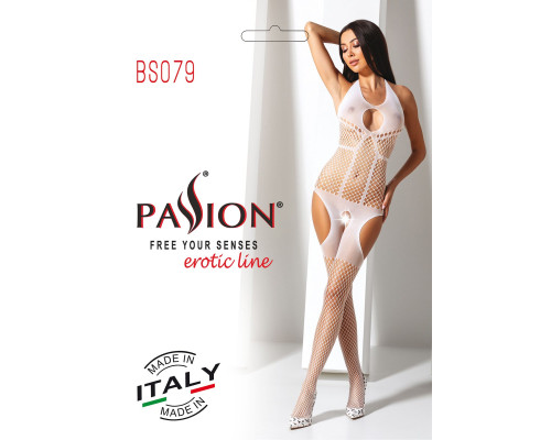 Бодистокинг с имитацией чулок Passion BS079 white