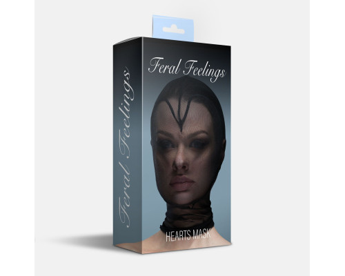 Маска серце сітка із повністю закритим обличчям Feral Feelings - Hearts Mask Black/Black