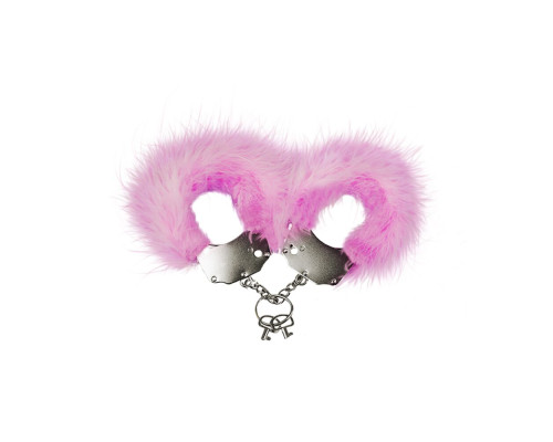 Наручники металеві Adrien Lastic Handcuffs Pink з рожевою пухнастою обробкою