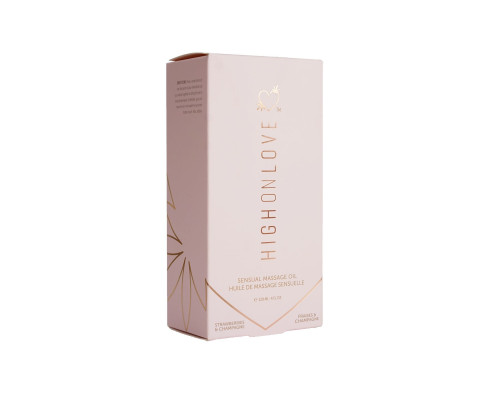 Масажна олія HighOnLove Massage Oil - Strawberry & Champagne (120 мл) з маслом насіння конопель