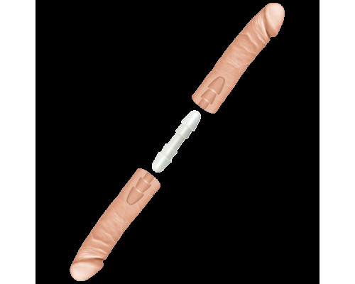 Фалоімітатор подвійний Doc Johnson The D - Double D - 16 Inch - ULTRASKYN, діаметр 4,4 см, Vack-U-Lo