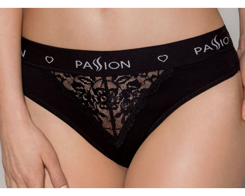Трусики з широкою гумкою і мереживом Passion PS001 PANTIES black, size XL