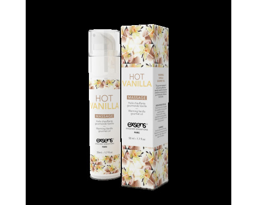 Масажна олія EXSENS Hot Vanilla 50мл розігріває, без цукру, без парабенів, їстівна