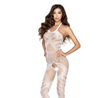 Бодистокинг Passion BS037 white, комбинезон, открытая спина, халтер
