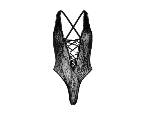 Leg Avenue Floral lace thong teddy OS Black