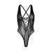Leg Avenue Floral lace thong teddy OS Black