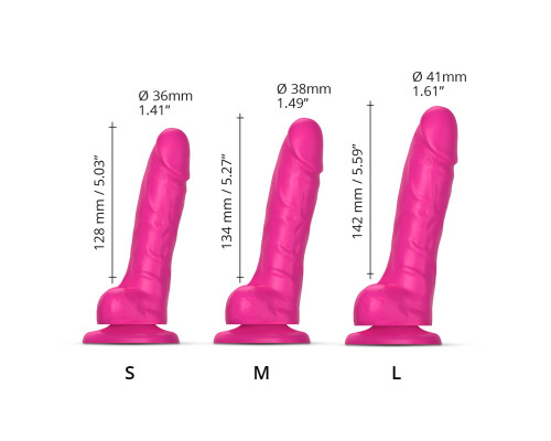 Реалістичний фалоімітатор Strap-On-Me Sliding Skin Realistic Dildo Fuchsia - S, ефект рухливої шкіри