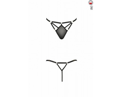 Стрінги зі стреп MEGGY THONG black L/XL - Passion Exclusive