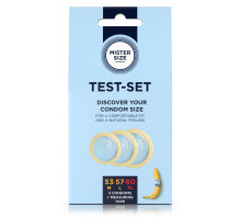 Набор презервативов Mister Size Test-set 53-57-60 с инструкцией по подбору размера презерватива (EN)